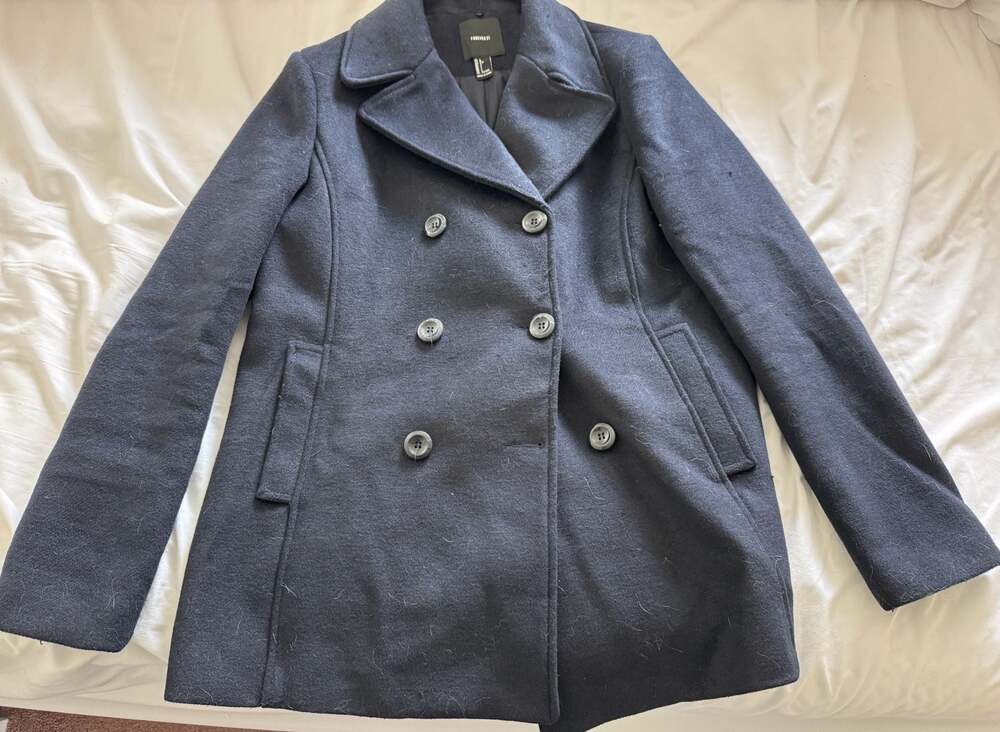 Forever 21 Women's Navy Blue Double Breasted Peacoat